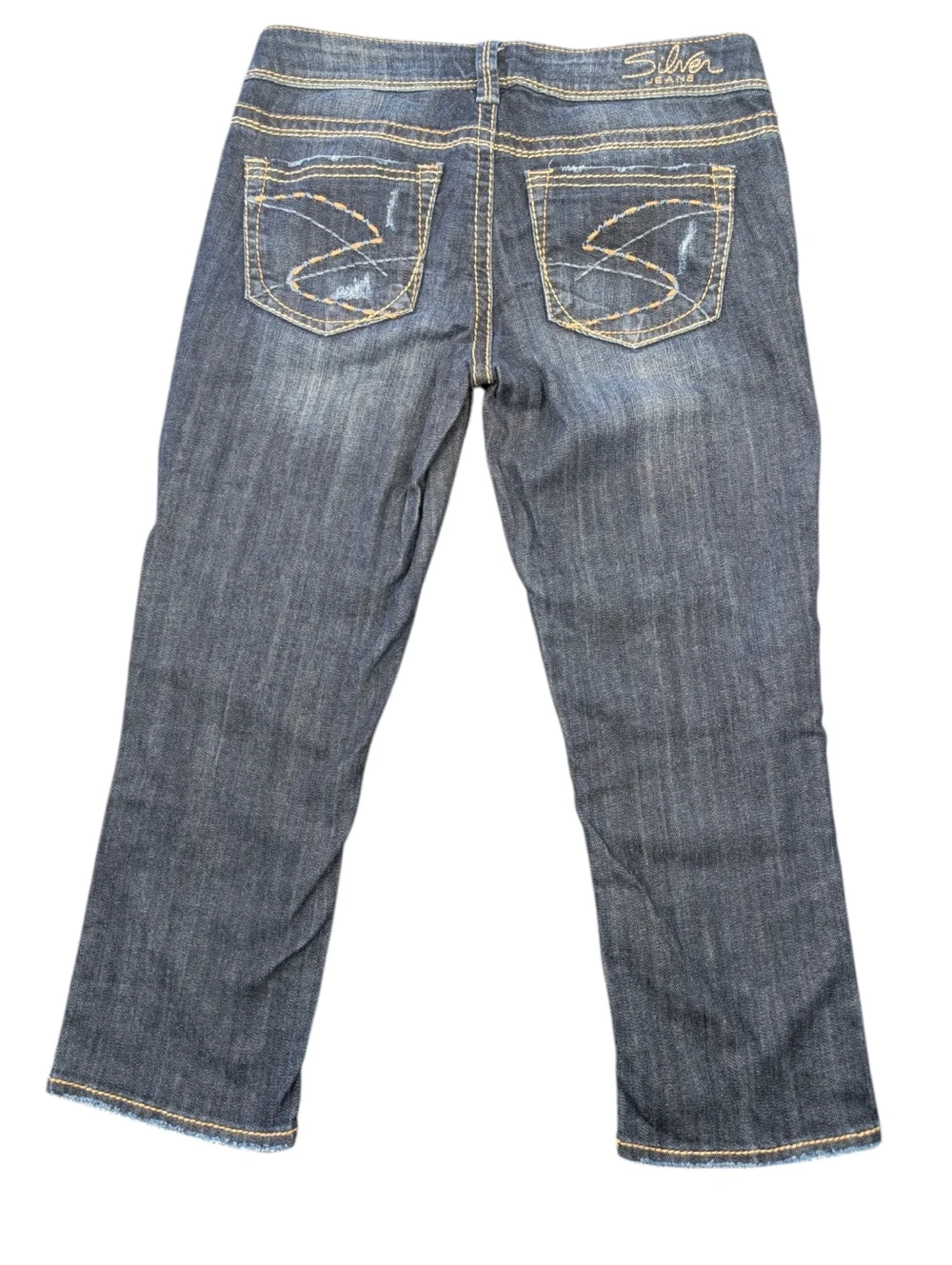 Vintage Y2K Silver Jeans Aiko Capri Distressed Cotton Jeans. W27